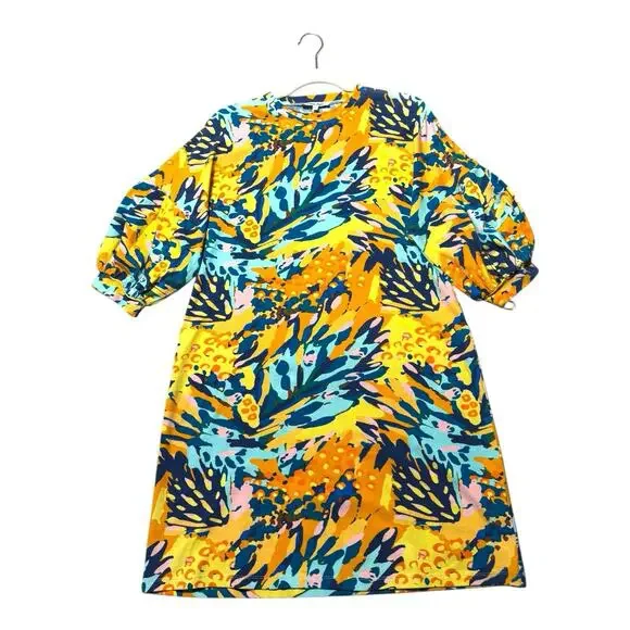 TUCKERNUCK CELINA MOON TROIAN WOMES DRESS LARGE TROPICAL FLORAL - Picture 1 of 7